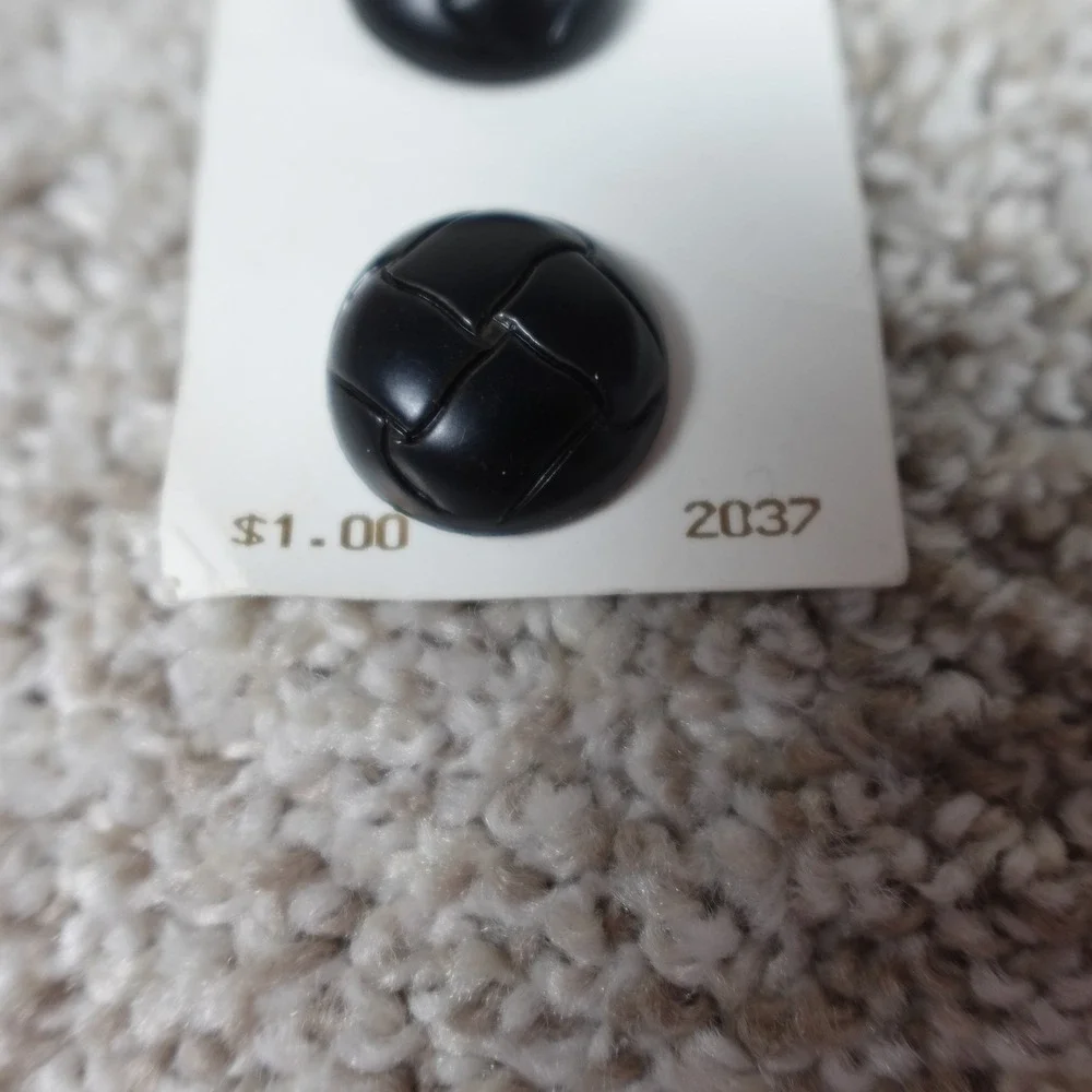 La Mode Black Woven Style Buttons 7/8 Inch 22mm Made in Italy 2037 2 Count
